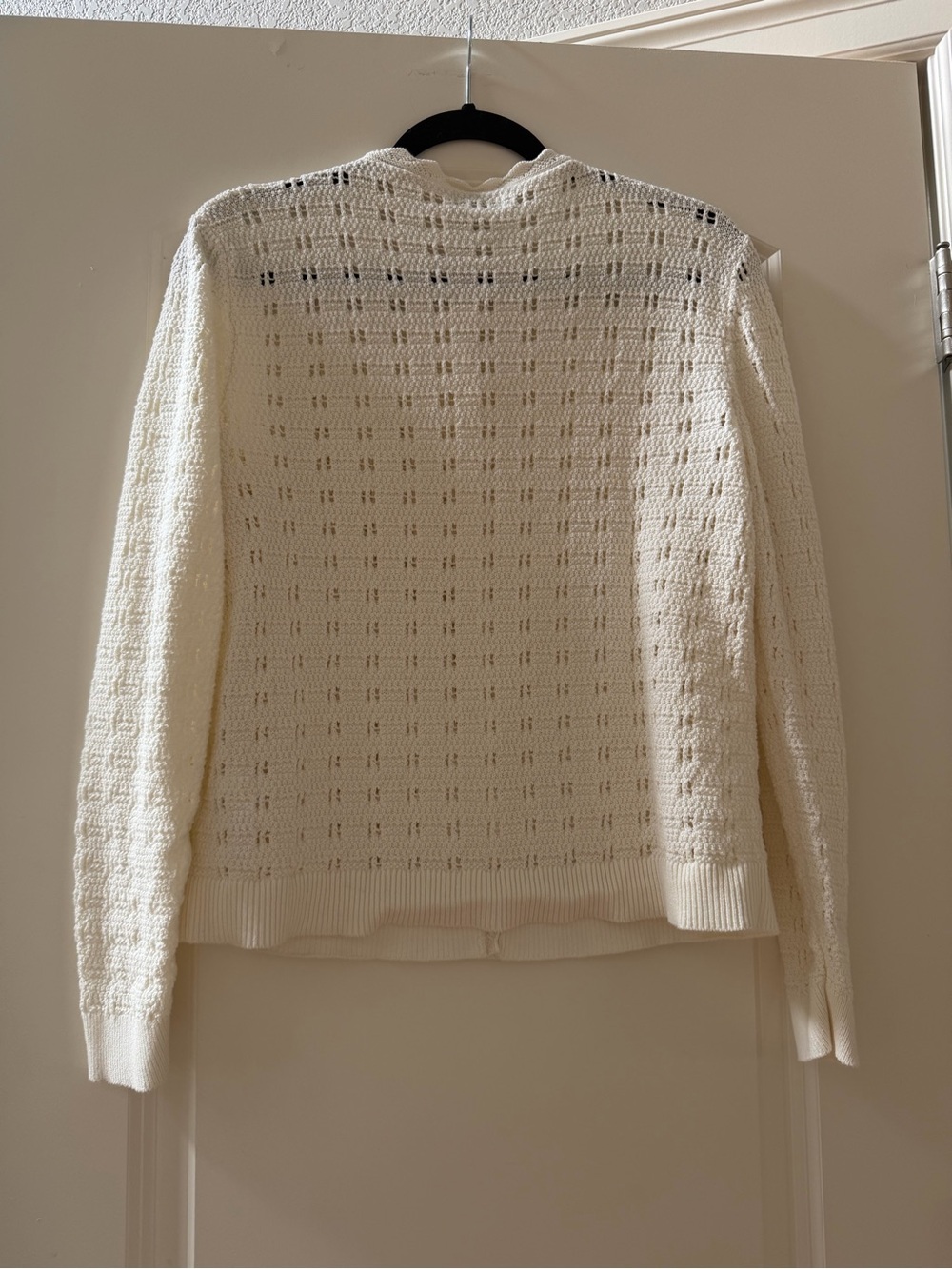 J. Crew Factory Scalloped Pointelle 100% Cotton Cardigan. Cottagecore. Crochet. - Picture 4 of 7